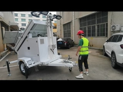 সোলার চালিত 4 * 120W এলইডি ল্যাম্প 7 মি ম্যানুয়াল মাস্ট সহ মোবাইল লাইট টাওয়ার