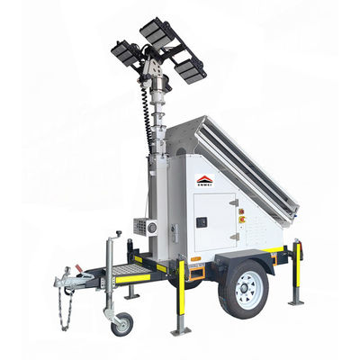 মোবাইল সোলার ট্রেলার সোলার লাইট টাওয়ার 3*400W সোলার প্যানেল সহ 4*150W এলইডি লাইট