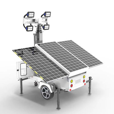সাইট নির্মাণ আলো জন্য 4 * 100W LED লাইট সঙ্গে পোর্টেবল সৌর আলো টাওয়ার