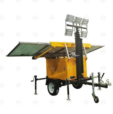 পোর্টেবল সোলার ট্রেলার মাউন্ট 4 * 100W এলইডি লাইট রাসায়নিক শিল্প পার্ক আলোর জন্য