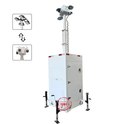 Rapid Deployment Mobile CCTV Tower With 1200lbs Hand Winch For Public Spaces Monitoring