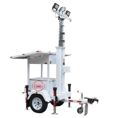 দ্রুত মোতায়েন সুরক্ষা সৌরচালিত ট্রেলার 2 * 435W সৌর প্যানেল সহ নির্মাণ সাইট বাণিজ্যিক সম্পত্তি