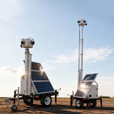 নির্মাণক্ষেত্রের জন্য 120 এএইচ ব্যাটারি সহ মোবাইল সোলার পাওয়ার ট্রেলার অফ-গ্রিড সিস্টেম